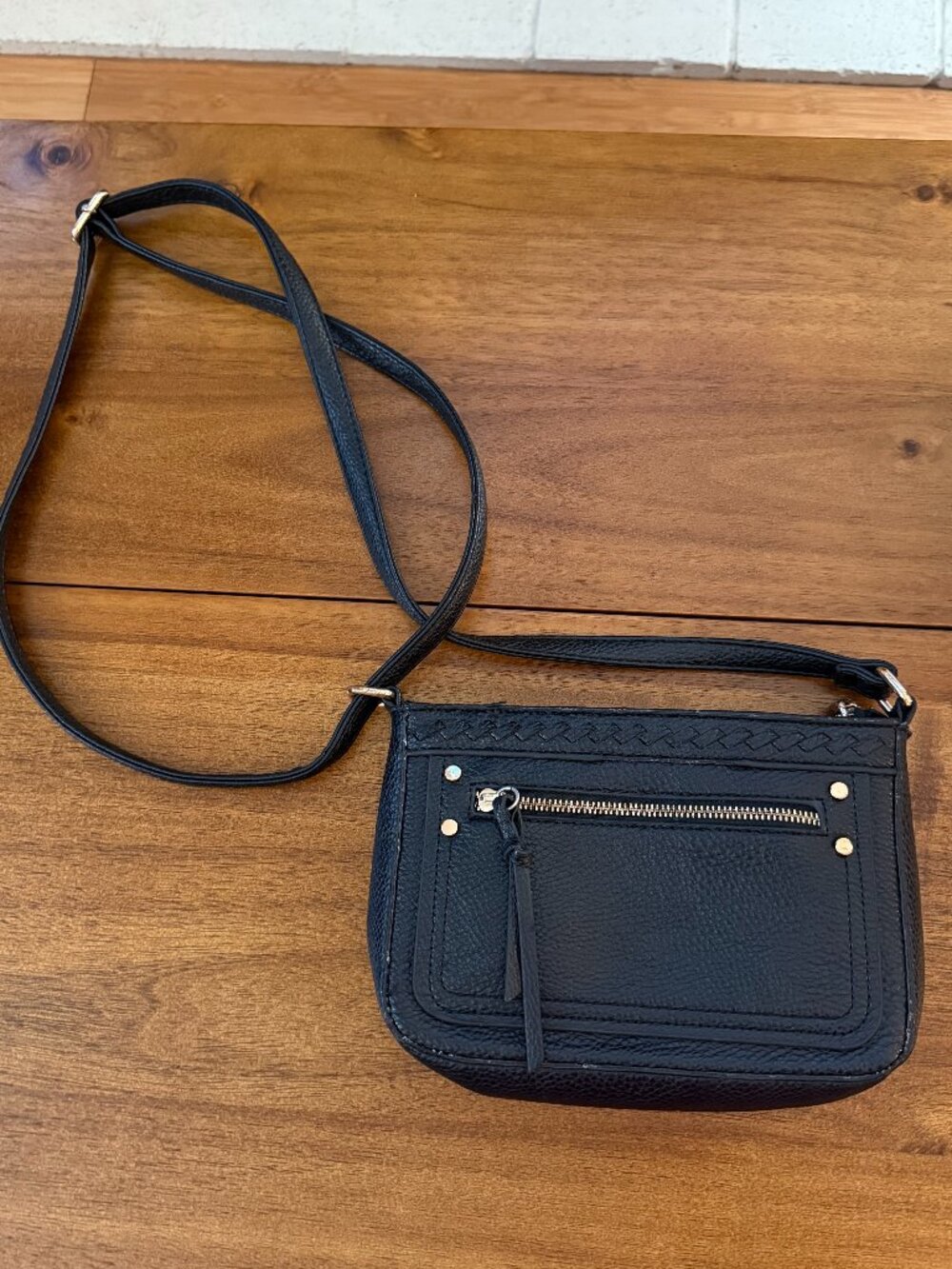Black Faux Leather Crossbody Bag